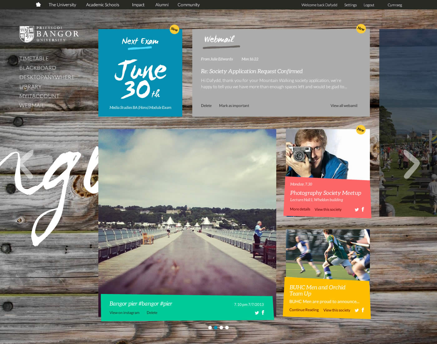 Bangor University Bangor-Dashboard-Content